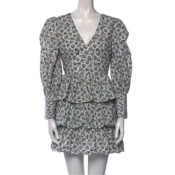 LoveShackFancy Paris Grey Tiered Dress Medium - Picture 3 of 5
